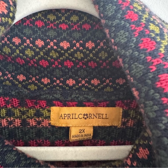 April Cornell | Vintage Cottage-Core Fair Isle Heavy Knit Turtleneck Sweater 2X - Picture 6 of 8